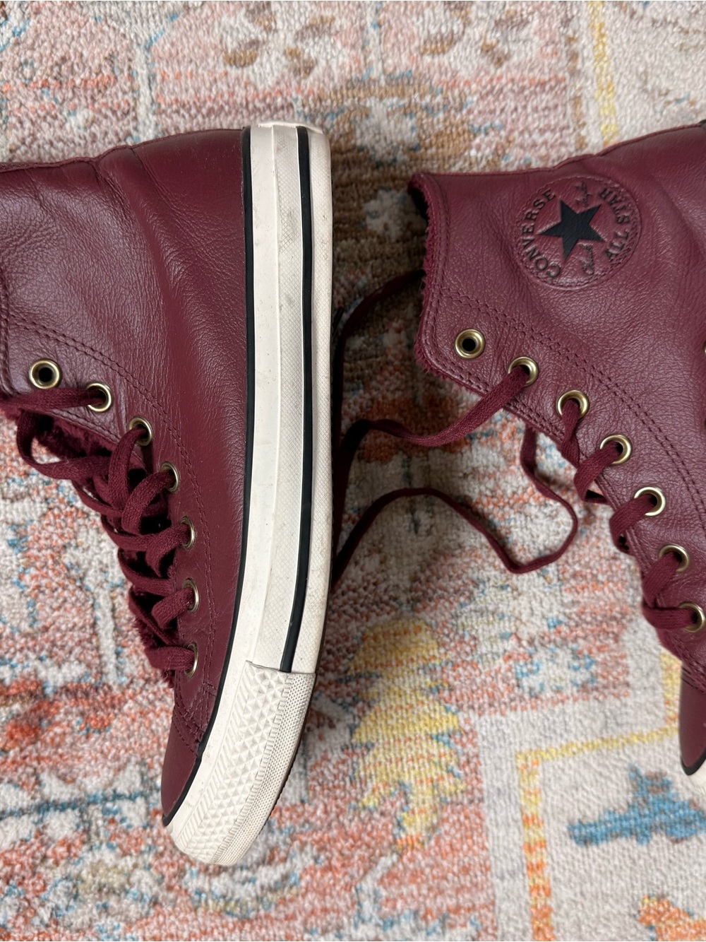 Converse Maroon Leather High-Top Sneakers